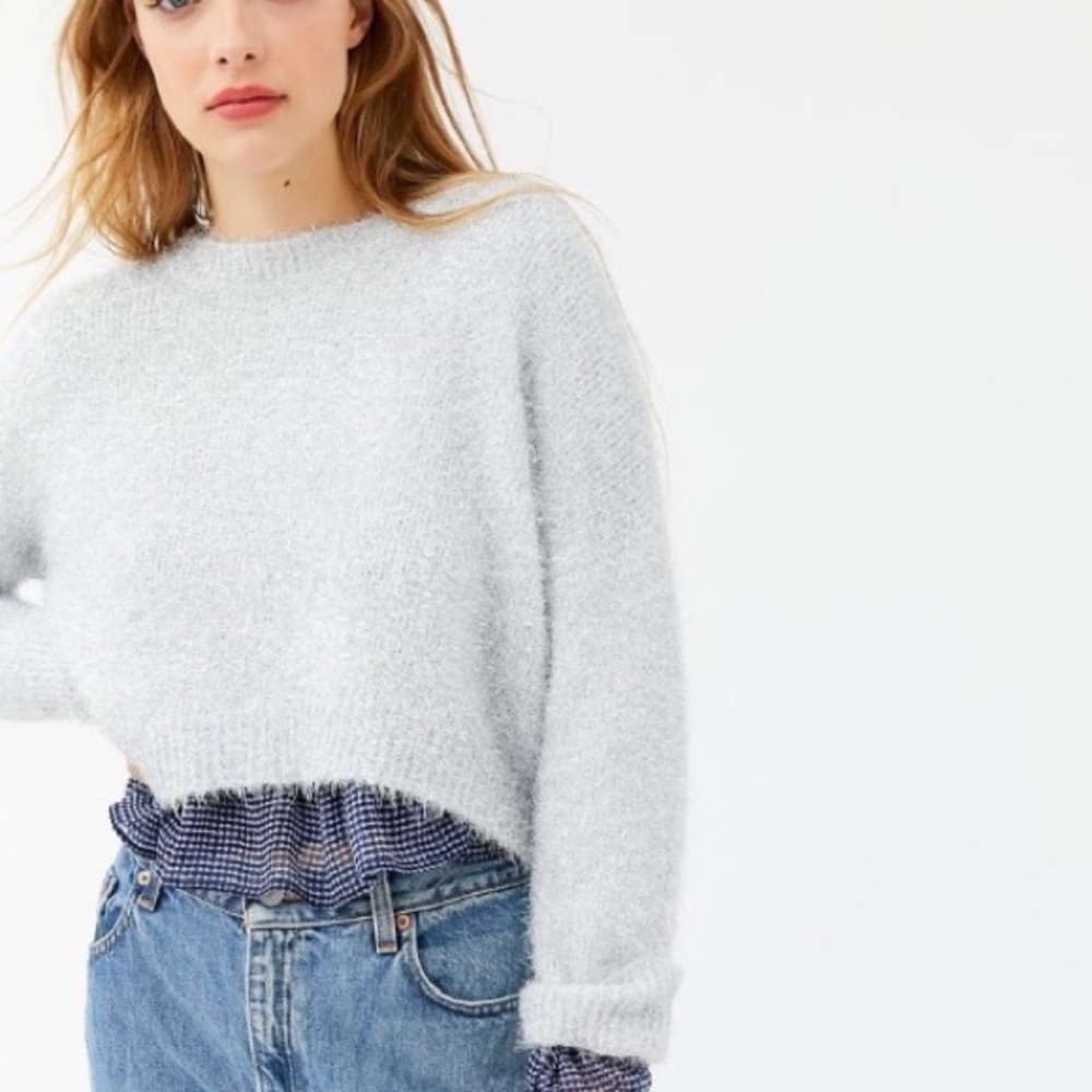 UO Metallic Knit Cropped Sweater
